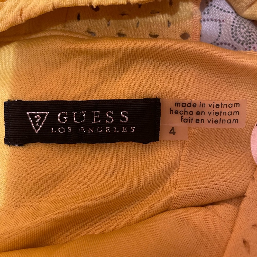 Guess Yellow Eyelet Midi Dress - Picture 2 of 2